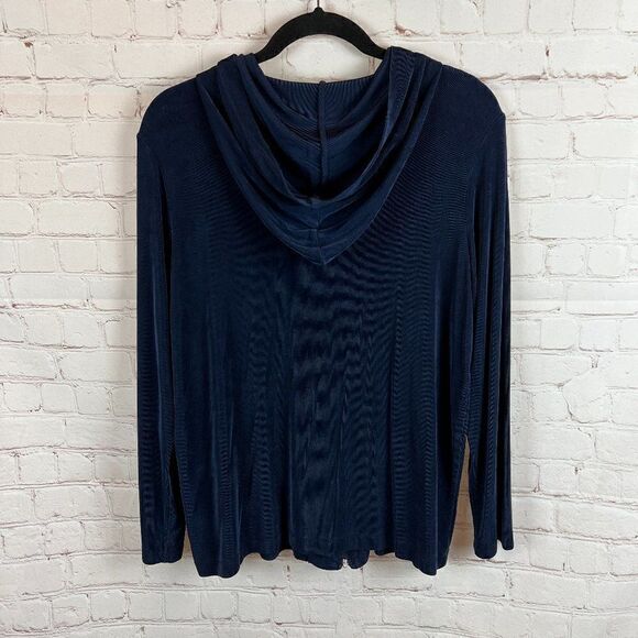 NORM THOMPSON blue knit hoodie full zipper sweater cardigan long sleeve size M - Picture 5 of 8